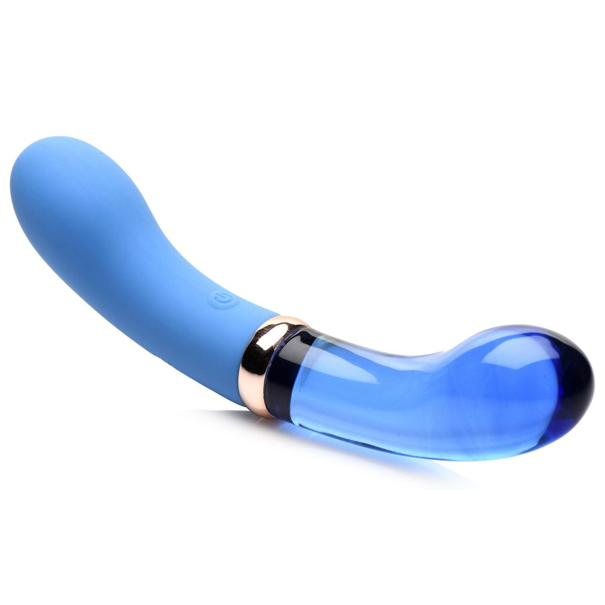 Prisms VibraGlass 10x Bleu Dual Ended G-spot Silicone & Glass Vibrator - AdultLuxe
