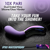 Prisms VibraGlass 10x Pari Dual Ended Wavy Silicone & Glass Vibrator - AdultLuxe