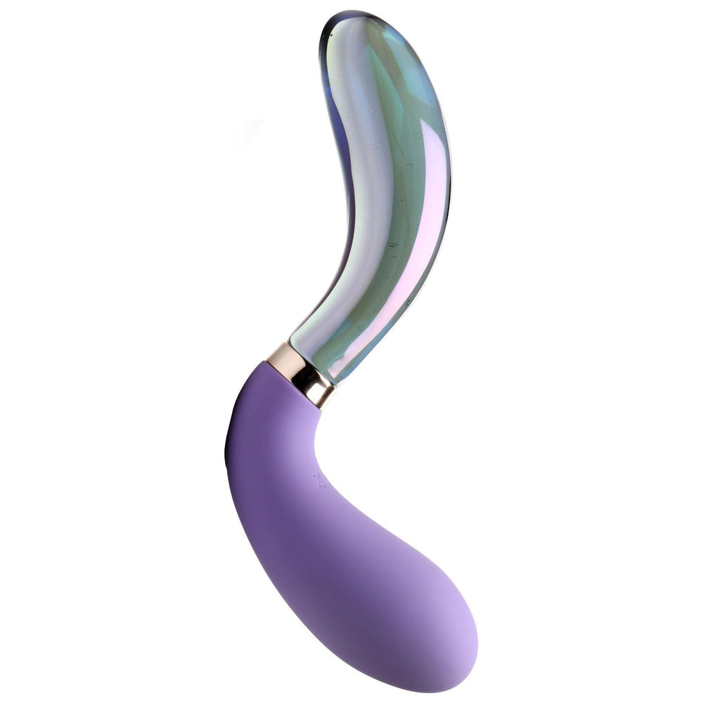Prisms VibraGlass 10x Pari Dual Ended Wavy Silicone & Glass Vibrator - AdultLuxe