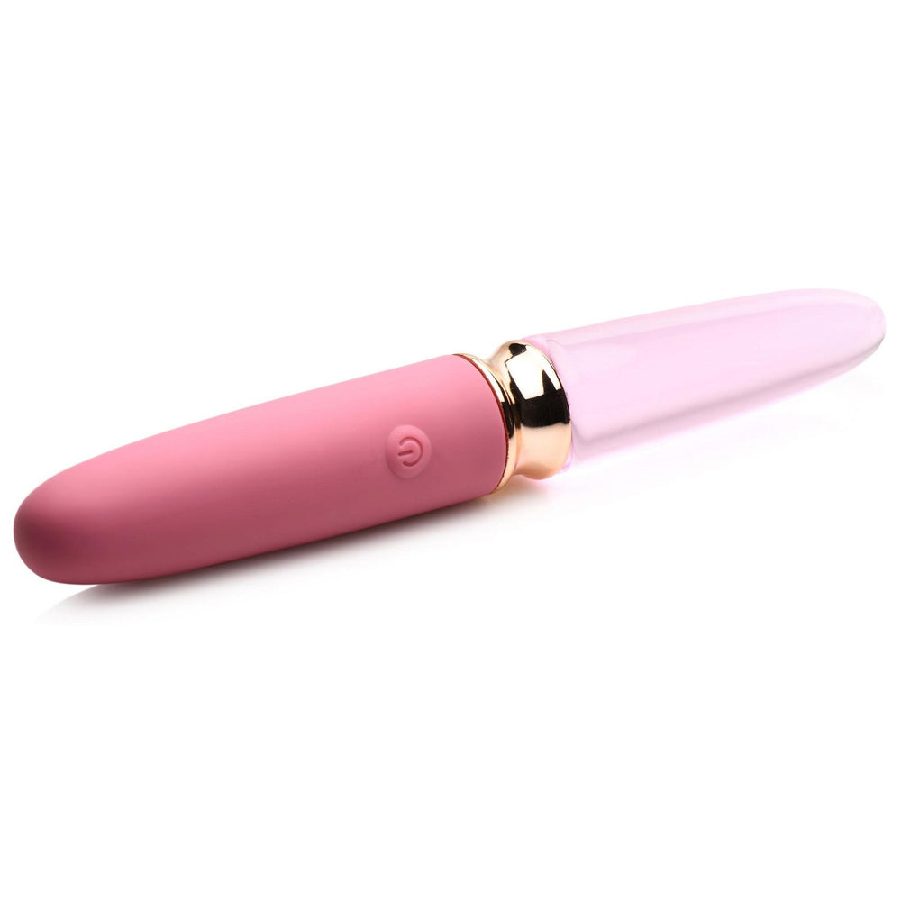 Prisms VibraGlass 10x Rose Dual Ended Smooth Silicone & Glass Vibrator - AdultLuxe