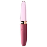 Prisms VibraGlass 10x Rose Dual Ended Smooth Silicone & Glass Vibrator - AdultLuxe