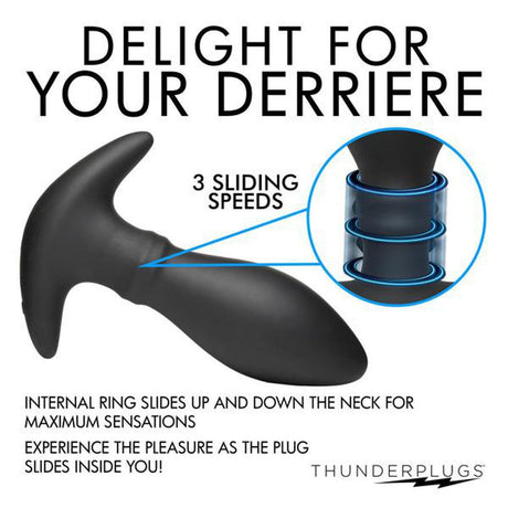 Rim Slide 10x Sliding Ring Silicone Butt Plug With Remote - AdultLuxe