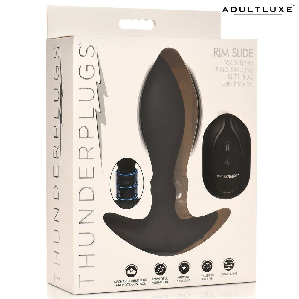 Rim Slide 10x Sliding Ring Silicone Butt Plug With Remote - AdultLuxe