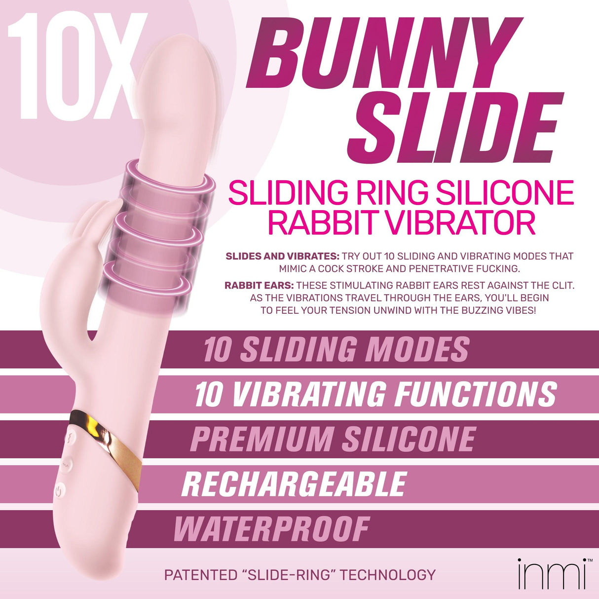 Inmi Bunny Slide Sliding Ring Rabbit Vibrator