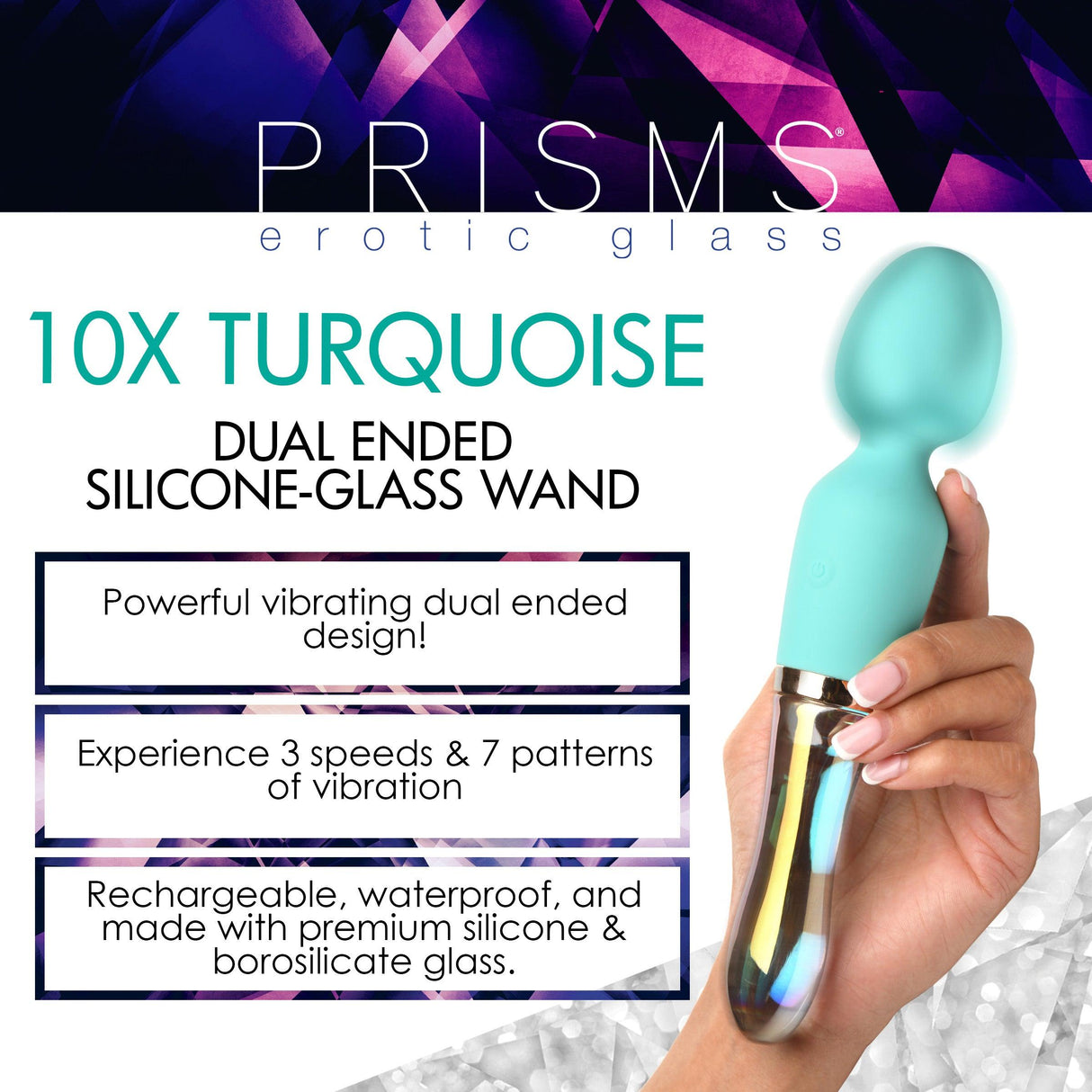 Prisms 10x Dual Ended Silicone & Glass Wand