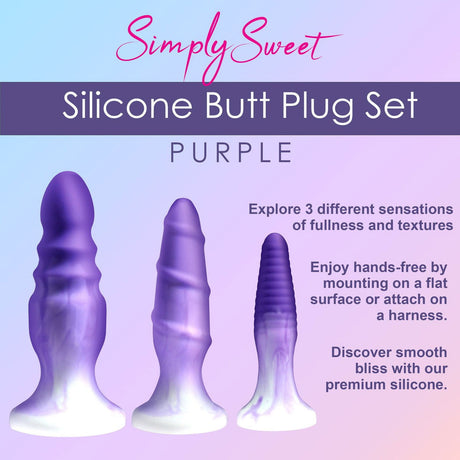 Simply Sweet 3 Piece Silicone Butt Plug Set - AdultLuxe