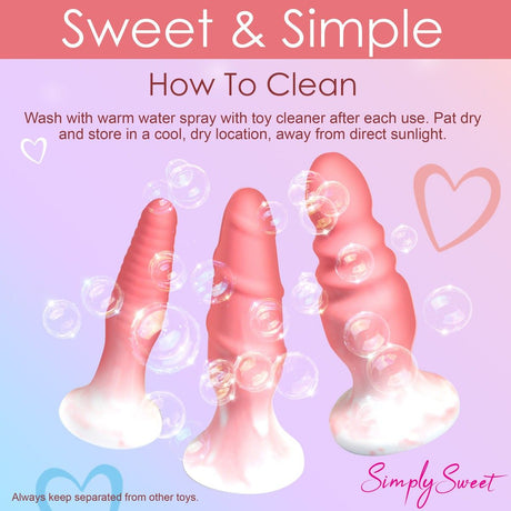 Simply Sweet 3 Piece Silicone Butt Plug Set - AdultLuxe