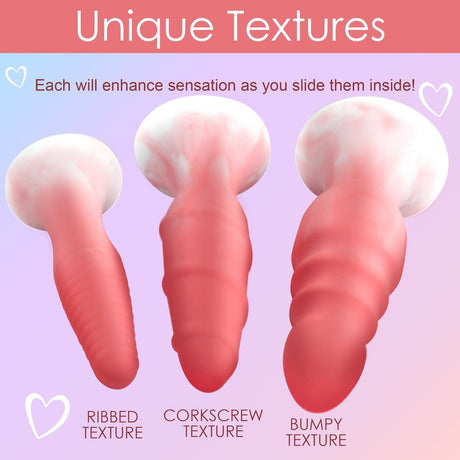 Simply Sweet 3 Piece Silicone Butt Plug Set - AdultLuxe