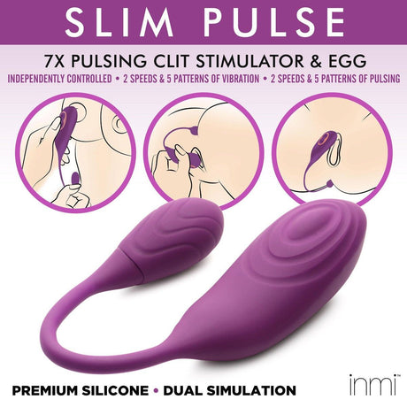 Slim Pulse 7x Pulsating Clit Stimulator & Vibrating Egg - AdultLuxe