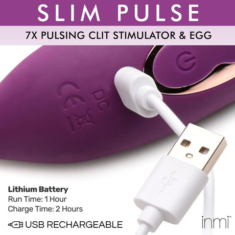 Slim Pulse 7x Pulsating Clit Stimulator & Vibrating Egg - AdultLuxe