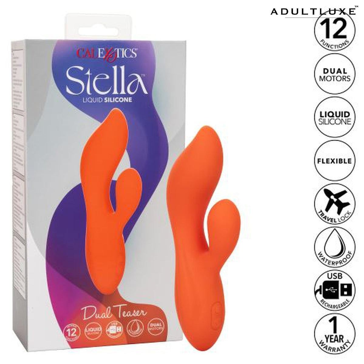 Stella Liquid Silicone Dual Teaser Rabbit Vibrator - AdultLuxe