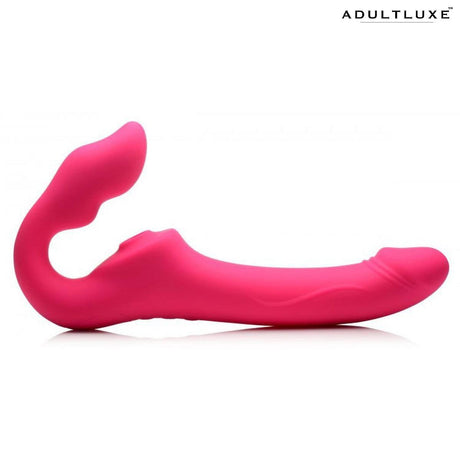 Strap U Licking & Vibrating Strapless Strap-on with Remote - AdultLuxe