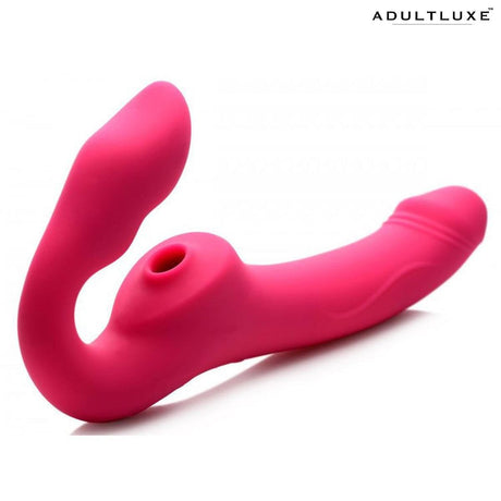 Strap U Licking & Vibrating Strapless Strap-on with Remote - AdultLuxe