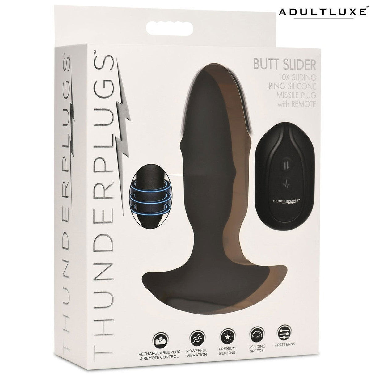 Thunderplugs 10x Sliding Ring Silicone Missile Plug - AdultLuxe