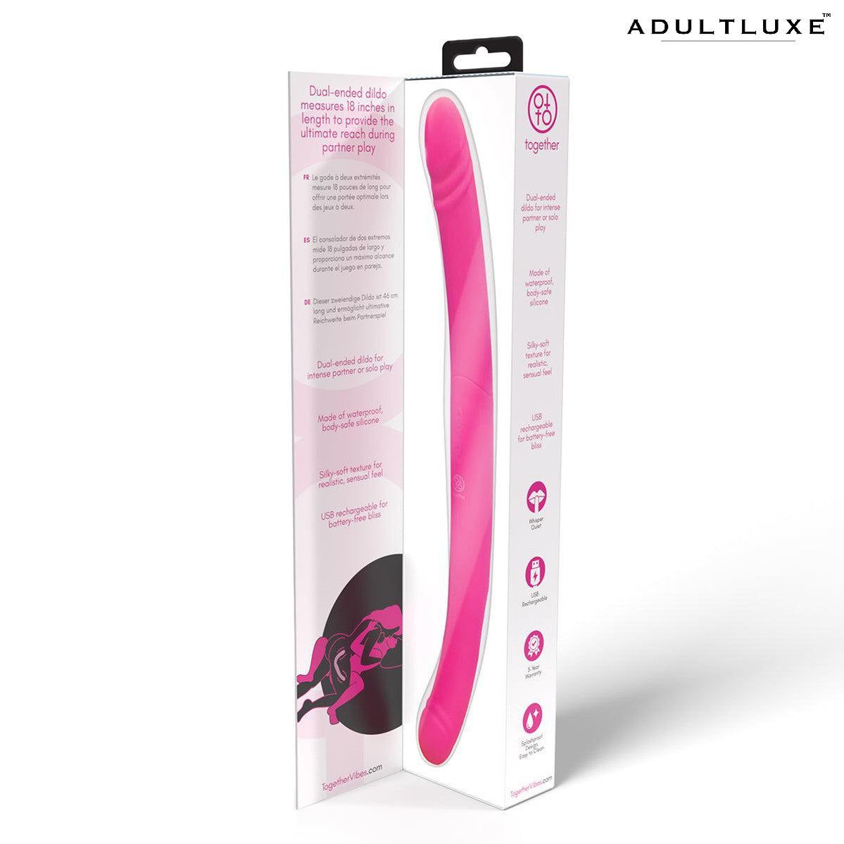 Together Vibe Duo 17.5 Inches Thrusting and Vibrating Dual Dildo - AdultLuxe