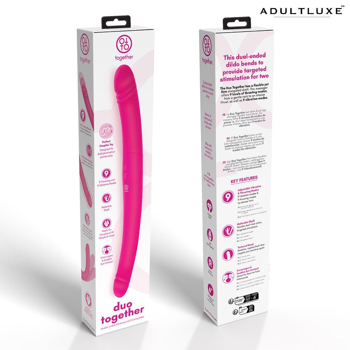 Together Vibe Duo 17.5 Inches Thrusting and Vibrating Dual Dildo - AdultLuxe