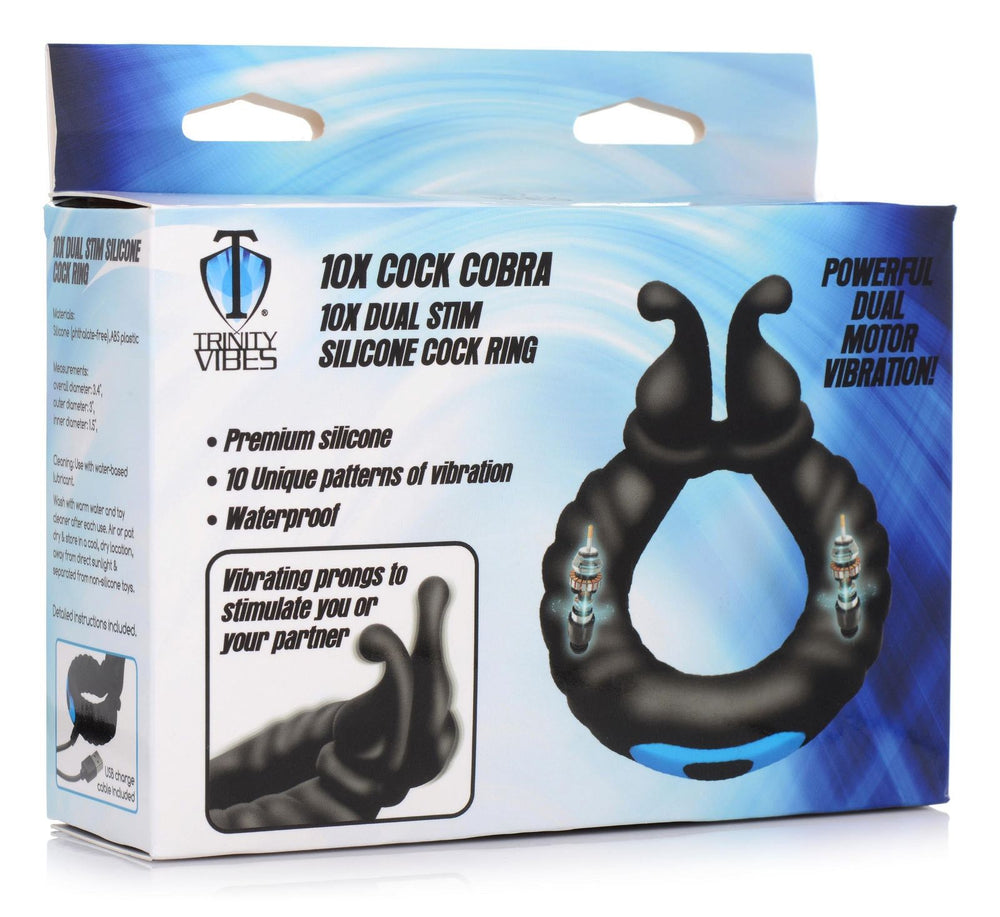 Trinity Cobra Dual Stimulation Silicone Cock Ring - AdultLuxe
