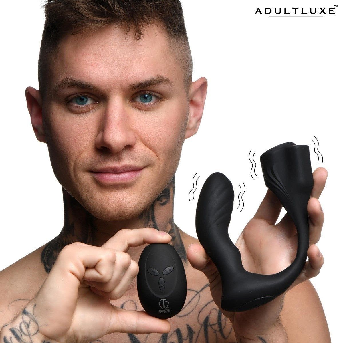 Trinity Vibes 7x Silicone Prostate Plug With Ball Stretcher And Remote - AdultLuxe