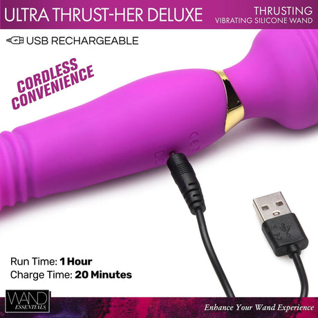 Ultra Thrust-her Deluxe Thrusting Vibrating Silicone Wand - AdultLuxe