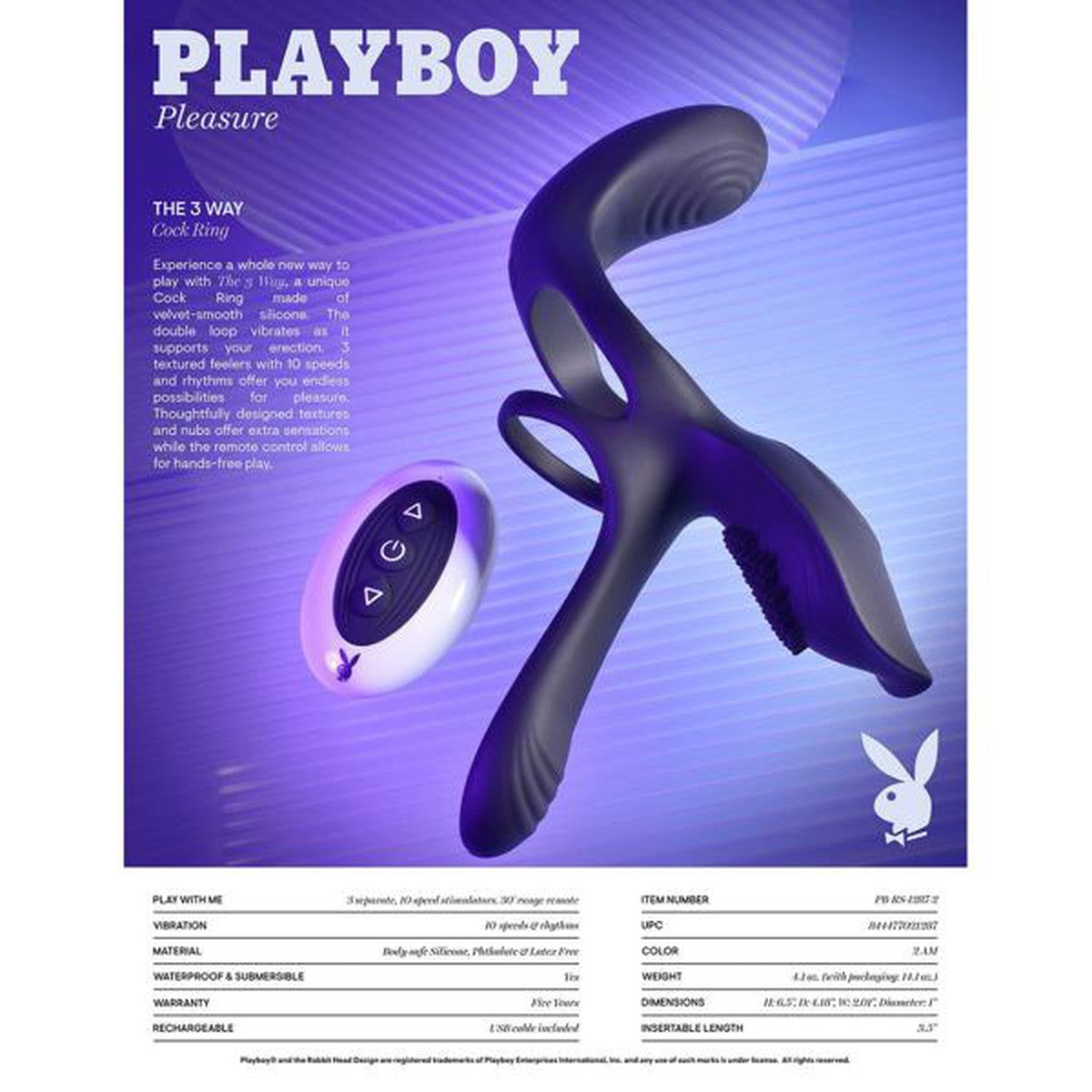 Playboy The 3 Way Cock Ring with Remote Control