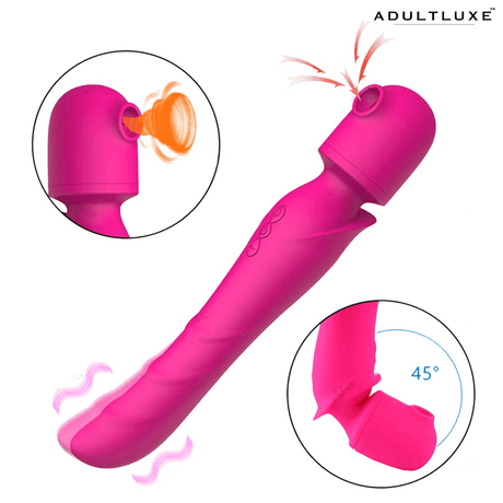 AdultLuxe 3 In 1 Wand with Vibrating Head Clitoral Suction & GSpot Stimulation
