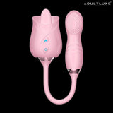 AdultLuxe Rose Tongue Tickler with Flapping Dildo-Unisex