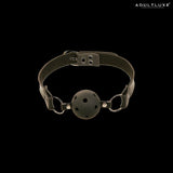 Breathable ball gag detail - firm rubber ball with breathing holes